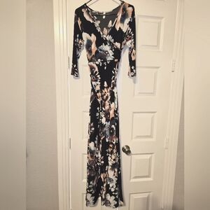 3/4th length sleeve maternity maxi dress